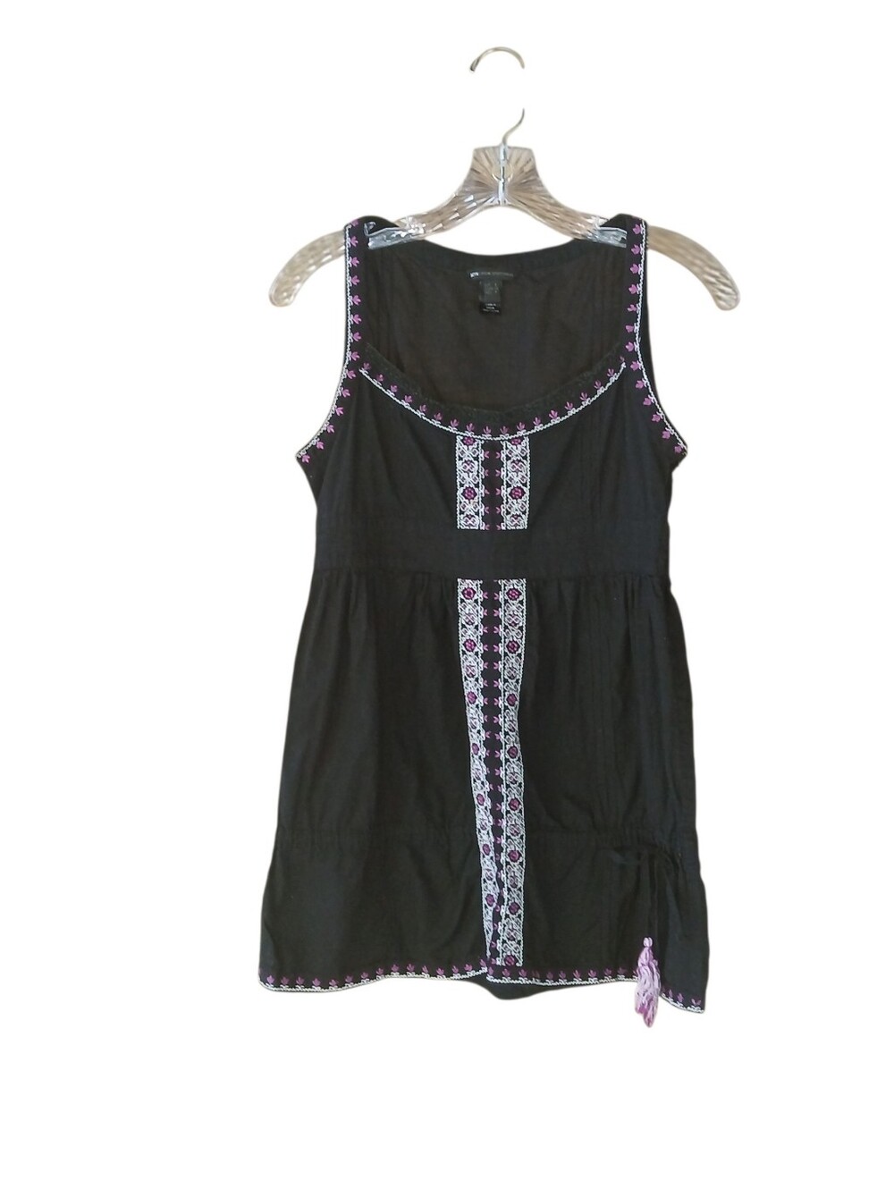 MNG Black Embroidered Tank Top XS